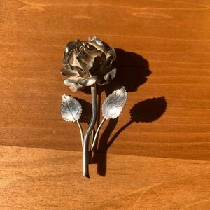 Elegant Sterling Silver Rose Brooch
